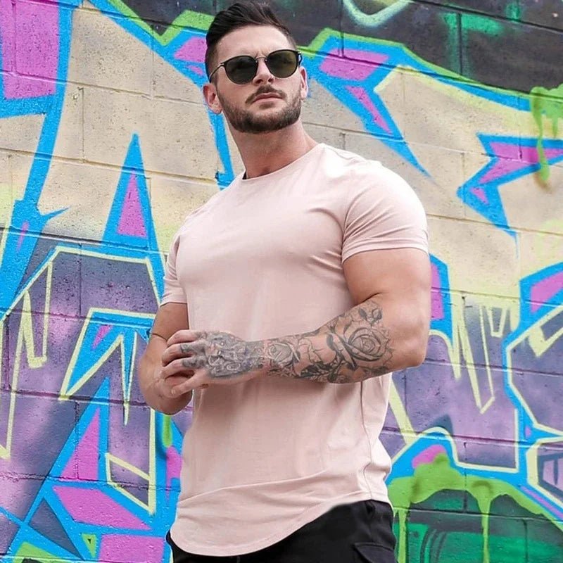 SaneShoppe - Muscle Fitness T-shirt Summer Men's Athleisure Workout short sleeve T-shirt High Quality cotton Men T-shirt Gym Sport Shirt Tops