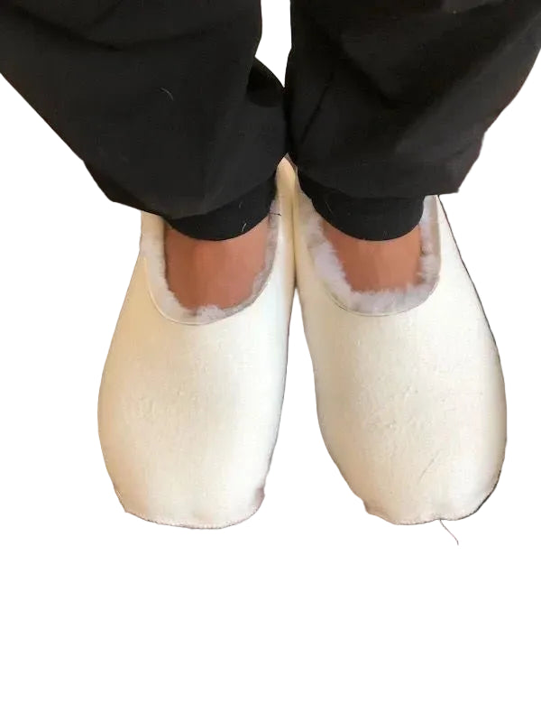 SaneShoppe-Sheepskin Indoor Slippers, Real Leather Barefoot Shoes for Men and Women