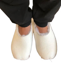 SaneShoppe-Sheepskin Indoor Slippers, Real Leather Barefoot Shoes for Men and Women