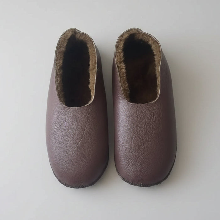 SaneShoppe-Sheepskin Indoor Slippers, Real Leather Barefoot Shoes for Men and Women
