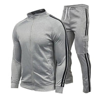 SaneShoppe-Men's Cardigan Stand Collar Sports Suit Sportswear Running Set