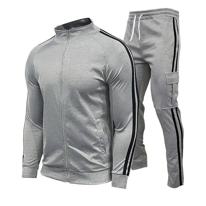 SaneShoppe-Men's Cardigan Stand Collar Sports Suit Sportswear Running Set