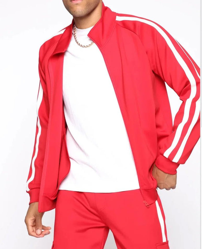 SaneShoppe-Men's Cardigan Stand Collar Sports Suit Sportswear Running Set