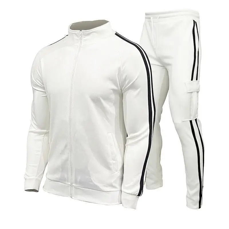 SaneShoppe-Men's Cardigan Stand Collar Sports Suit Sportswear Running Set