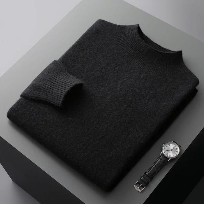 SaneShoppe - New Men's Fashion Casual Wool Sweater Warm Autumn And Winter Semi - High Neck Knitted Bottoming Shirt