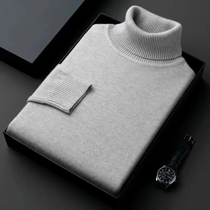 SaneShoppe-Solid Color Turtleneck Sweaters for Men - Lightweight Streetwear