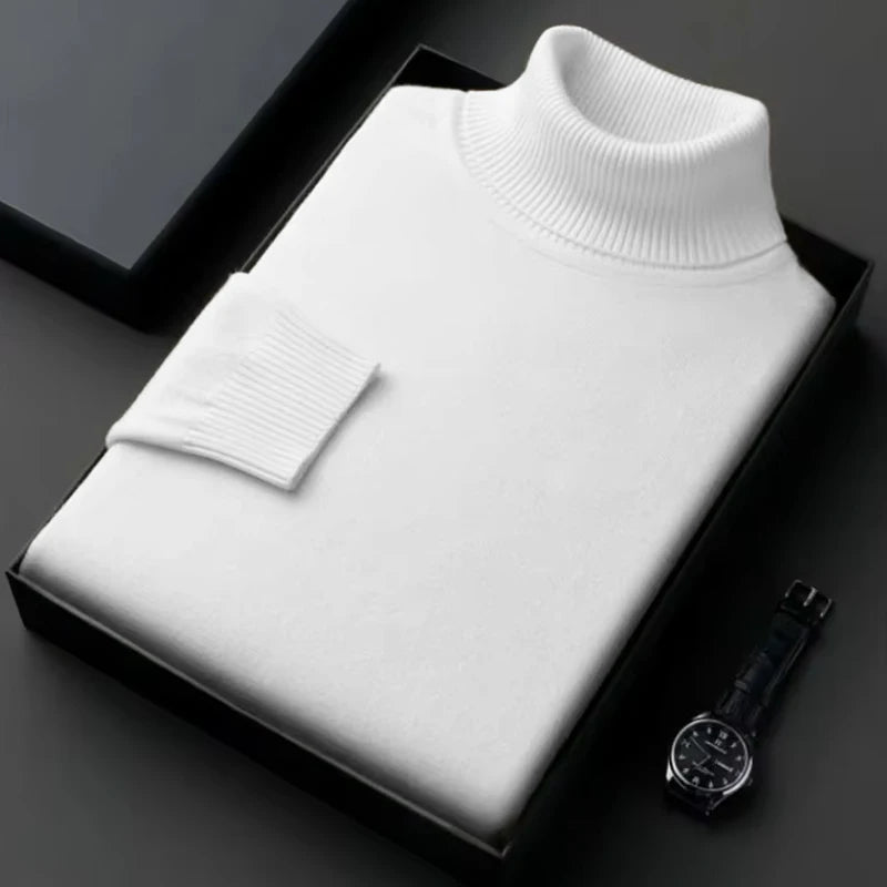 SaneShoppe-Solid Color Turtleneck Sweaters for Men - Lightweight Streetwear