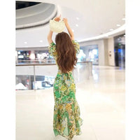 SaneShoppe - New Summer Fashion Style Waist - hugging Dress 2025 Dark Green Printed Skirt