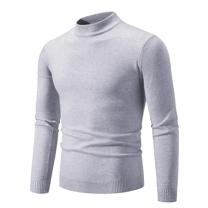 SaneShoppe-Men's Basic Solid Color Half Neck Pullovers - Autumn Knitted Oversized Sweater