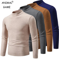 SaneShoppe-Men's Basic Solid Color Half Neck Pullovers - Autumn Knitted Oversized Sweater