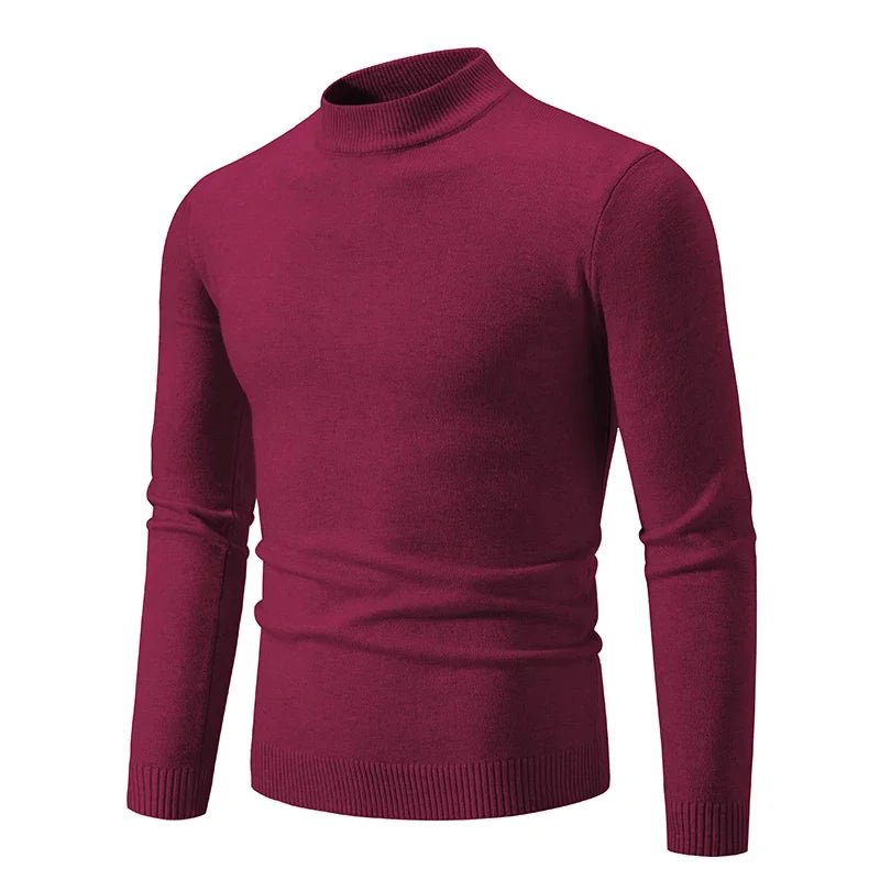 SaneShoppe-Men's Basic Solid Color Half Neck Pullovers - Autumn Knitted Oversized Sweater