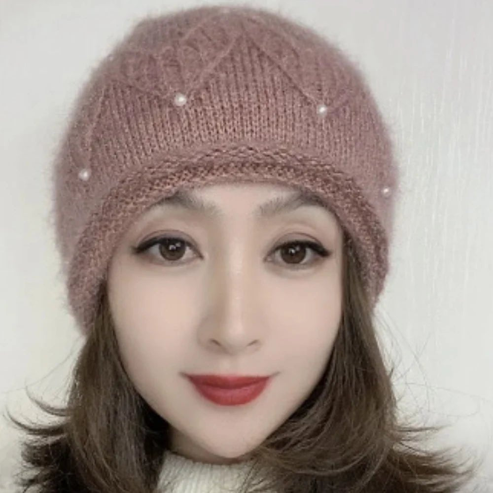 SaneShoppe - New Women Winter Hat Warm Ear Protection Knit Hats Thicken Woolen Double Layer warm Caps Elderly All - Match Cold Windproof Hats