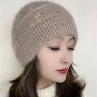 SaneShoppe - New Women Winter Hat Warm Ear Protection Knit Hats Thicken Woolen Double Layer warm Caps Elderly All - Match Cold Windproof Hats