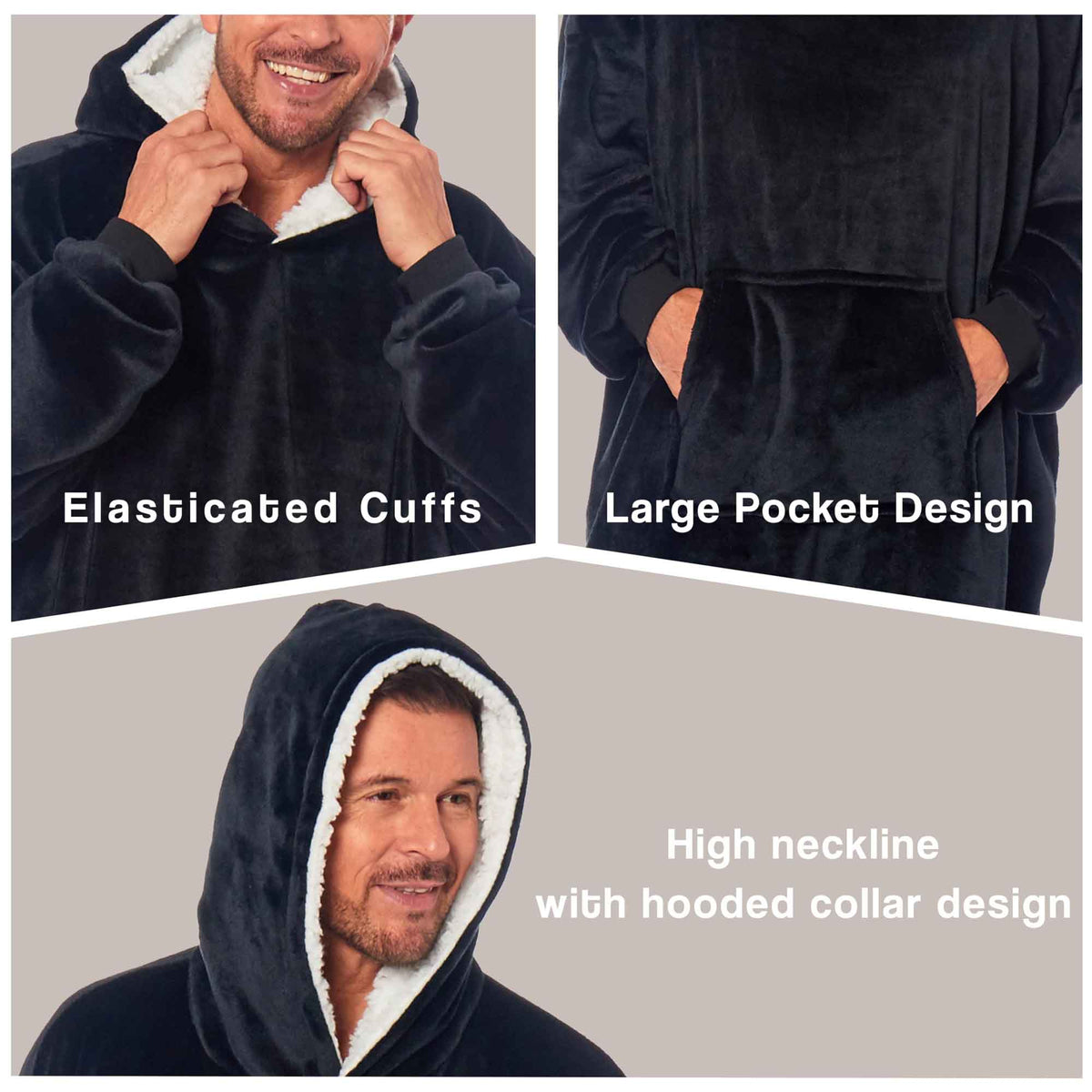 SaneShoppe - Oversized Men's Hooded Blanket Sweatshirt with Sherpa Lining Plush Wearable Hoodie for Lounging Camping One Size Fits All by Daisy Dreamer