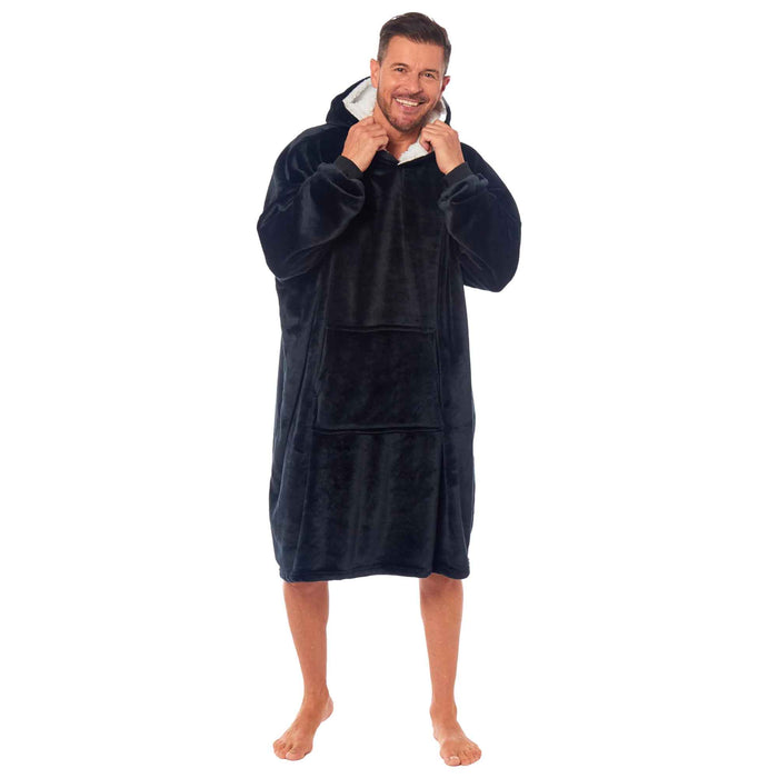 SaneShoppe - Oversized Men's Hooded Blanket Sweatshirt with Sherpa Lining Plush Wearable Hoodie for Lounging Camping One Size Fits All by Daisy Dreamer