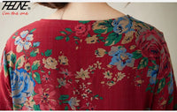 SaneShoppe-Boho Floral Print Maxi Dress for Women, Plus Size, Cotton Linen Loose Fit