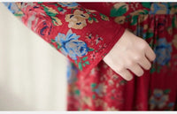 SaneShoppe-Boho Floral Print Maxi Dress for Women, Plus Size, Cotton Linen Loose Fit
