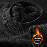 SaneShoppe-Men's Plush Knitted Turtleneck Sweater with Velvet Padding - Cozy Winter Pullover
