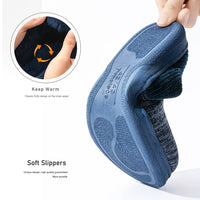 SaneShoppe - Pmoiste Knited Patchwork House Shoes Men Warm Soft TPR Cushion Memory Foam Designer Luxury Home Slippers Non - slip Winter Indoor