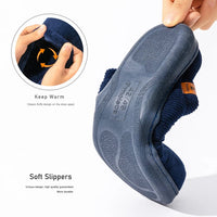 SaneShoppe - Pmoiste Stripe Corduroy House Shoes Men Warm Soft TPR Cushion Memory Foam Home Slippers Slip On Winter Indoor High - quality