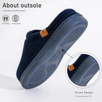 SaneShoppe - Pmoiste Stripe Corduroy House Shoes Men Warm Soft TPR Cushion Memory Foam Home Slippers Slip On Winter Indoor High - quality