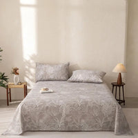 SaneShoppe-Vintage Cotton & Linen Bed Sheet Pillowcase Set