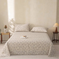 SaneShoppe-Vintage Cotton & Linen Bed Sheet Pillowcase Set