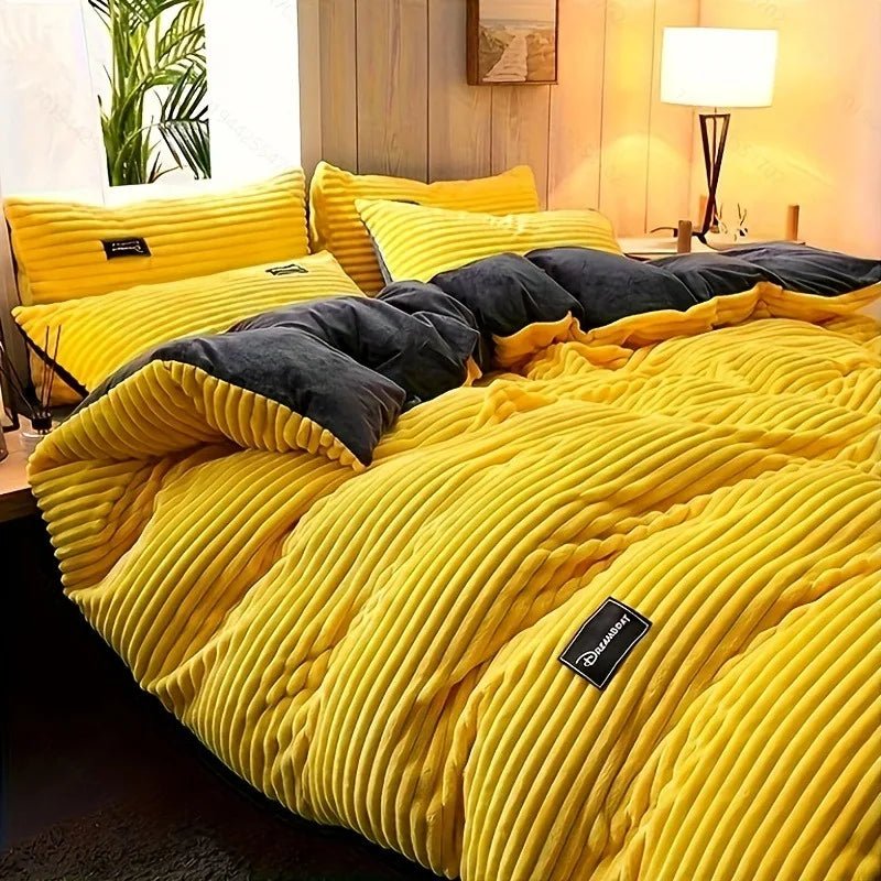 SaneShoppe - Puffy Duvet Cover Super Soft Plush Bedding Set Fall And Winter Thickened Plush Double Bed Cove