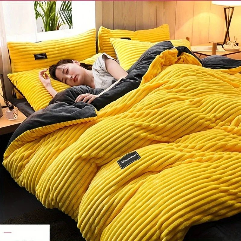 SaneShoppe - Puffy Duvet Cover Super Soft Plush Bedding Set Fall And Winter Thickened Plush Double Bed Cove