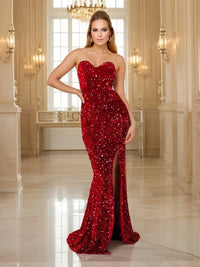 SaneShoppe-Romagic Red Sequin Mermaid Cocktail Prom Dress 2025