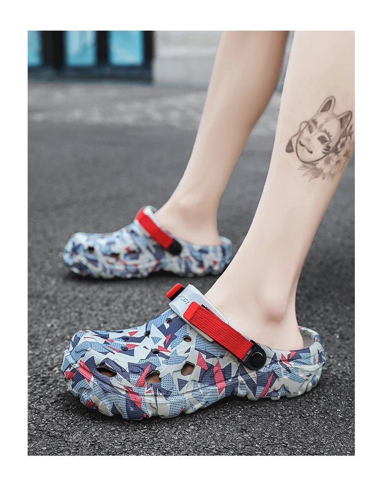 SaneShoppe - Shoes Men's Clogs Slippers Sandals 46 47 Male Garden Shoes Flat Camouflage Sandals Male Big Size Outdoor Flip Flops Home Clogs