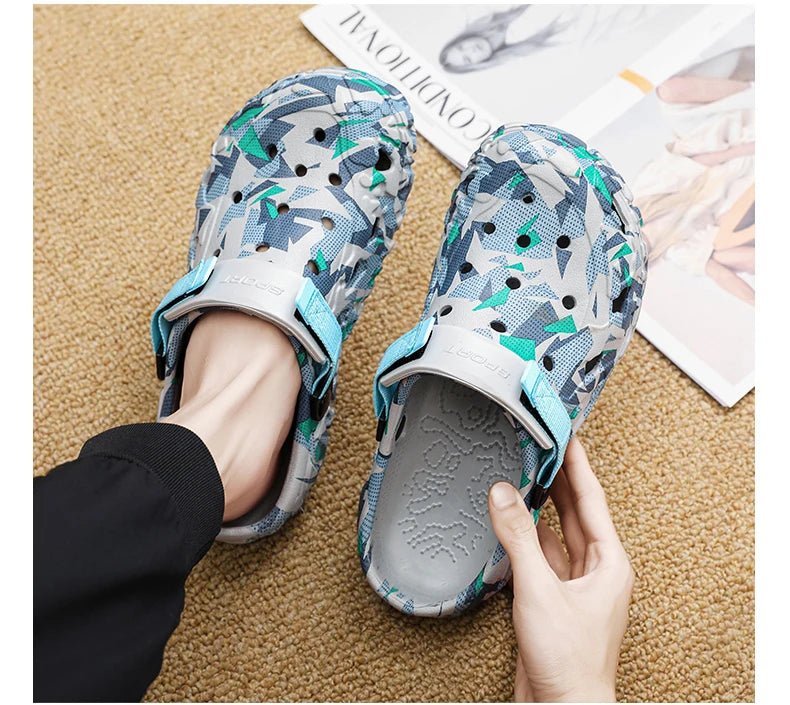 SaneShoppe - Shoes Men's Clogs Slippers Sandals 46 47 Male Garden Shoes Flat Camouflage Sandals Male Big Size Outdoor Flip Flops Home Clogs