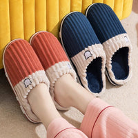 SaneShoppe-Soft Cotton Slippers for Women and Men - Warm Non-slip Plush Home Shoes - Winter Couple Footwear