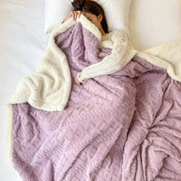 SaneShoppe-Cozy Wool Blanket for Bed and Couch, Plush Lamb Velvet Throw for Office, Home, and Travel