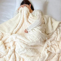 SaneShoppe-Cozy Wool Blanket for Bed and Couch, Plush Lamb Velvet Throw for Office, Home, and Travel