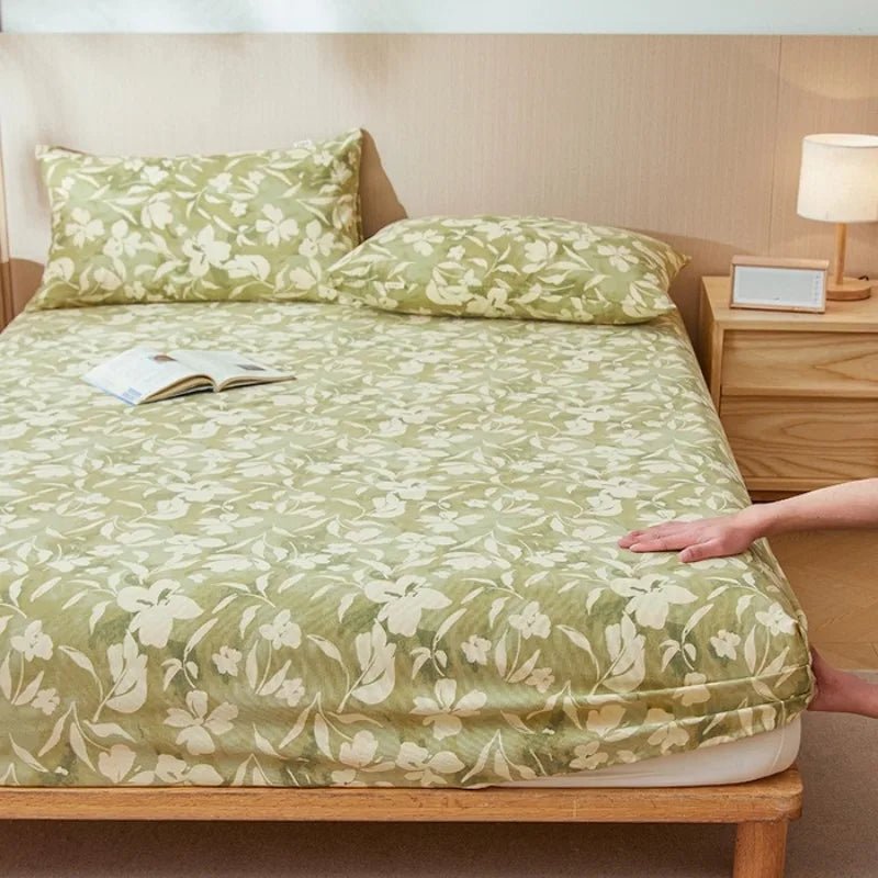 SaneShoppe-Printed Coarse Cloth 3-Piece Fitted Sheet Set - Four Seasons