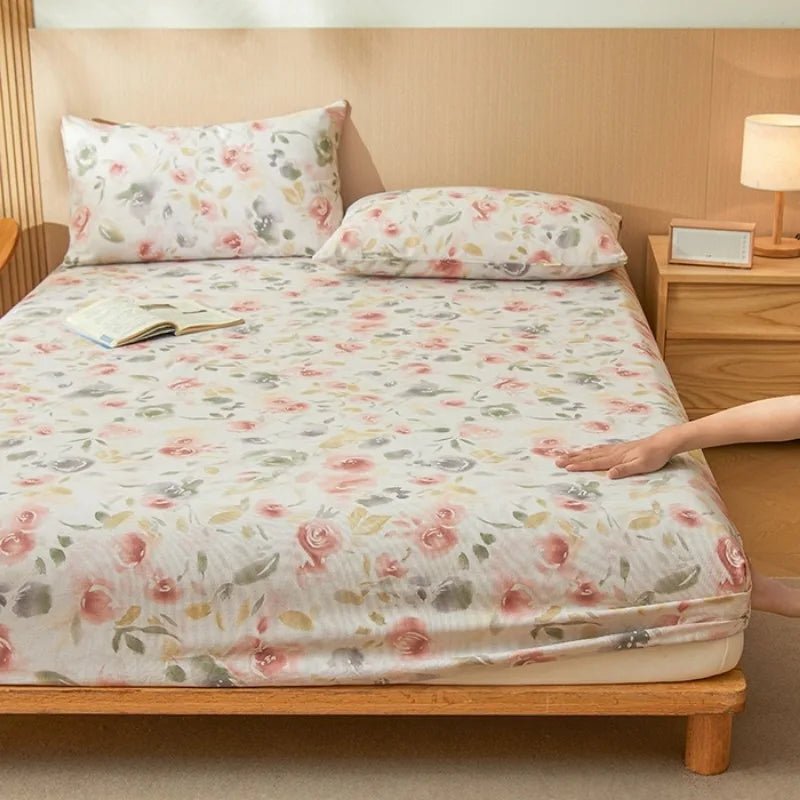 SaneShoppe-Printed Coarse Cloth 3-Piece Fitted Sheet Set - Four Seasons