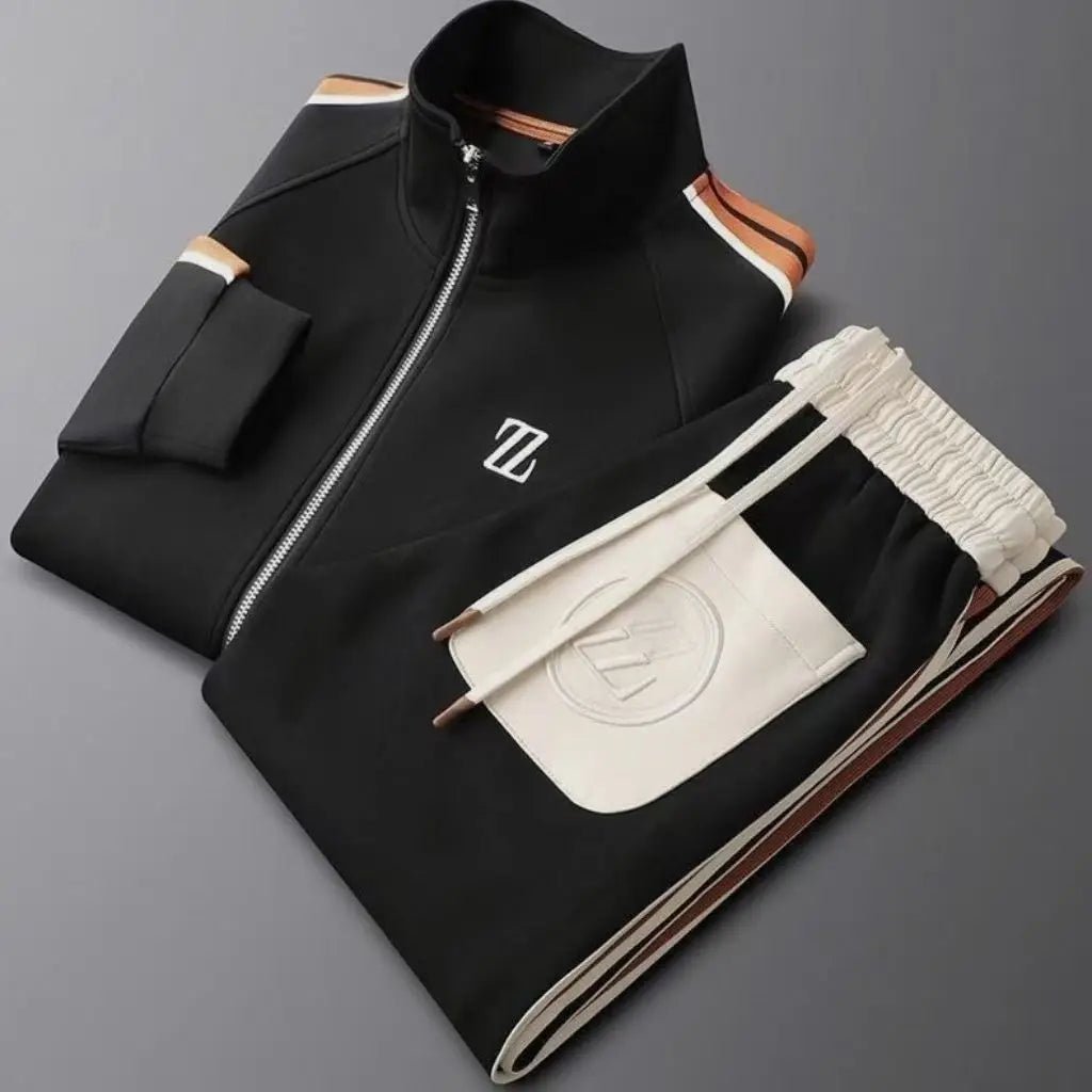SaneShoppe-Youth Street Party Brand Men's Embroidered Jacket and Pants Set