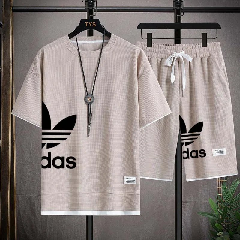 SaneShoppe-Men's Summer 2025 Basketball Sportswear Set: Short-sleeved Tee + Shorts Two-piece