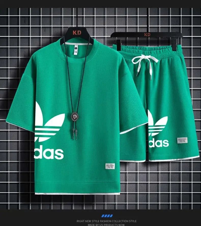 SaneShoppe-Men's Summer 2025 Basketball Sportswear Set: Short-sleeved Tee + Shorts Two-piece