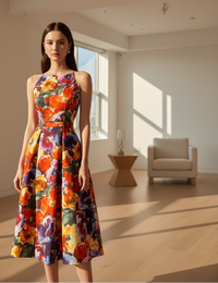 SaneShoppe - Summer Elegant Women's Banquet Evening Dress Slim Fit Style A - line Sleeveless Women's Flower Print Plus Size Dress