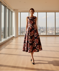 SaneShoppe - Summer Elegant Women's Banquet Evening Dress Slim Fit Style A - line Sleeveless Women's Flower Print Plus Size Dress