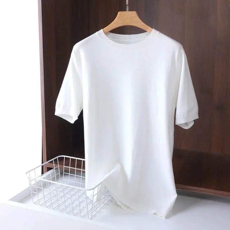 SaneShoppe-Men's Superfine Merino Wool T-Shirt - Breathable O-Neck Tee