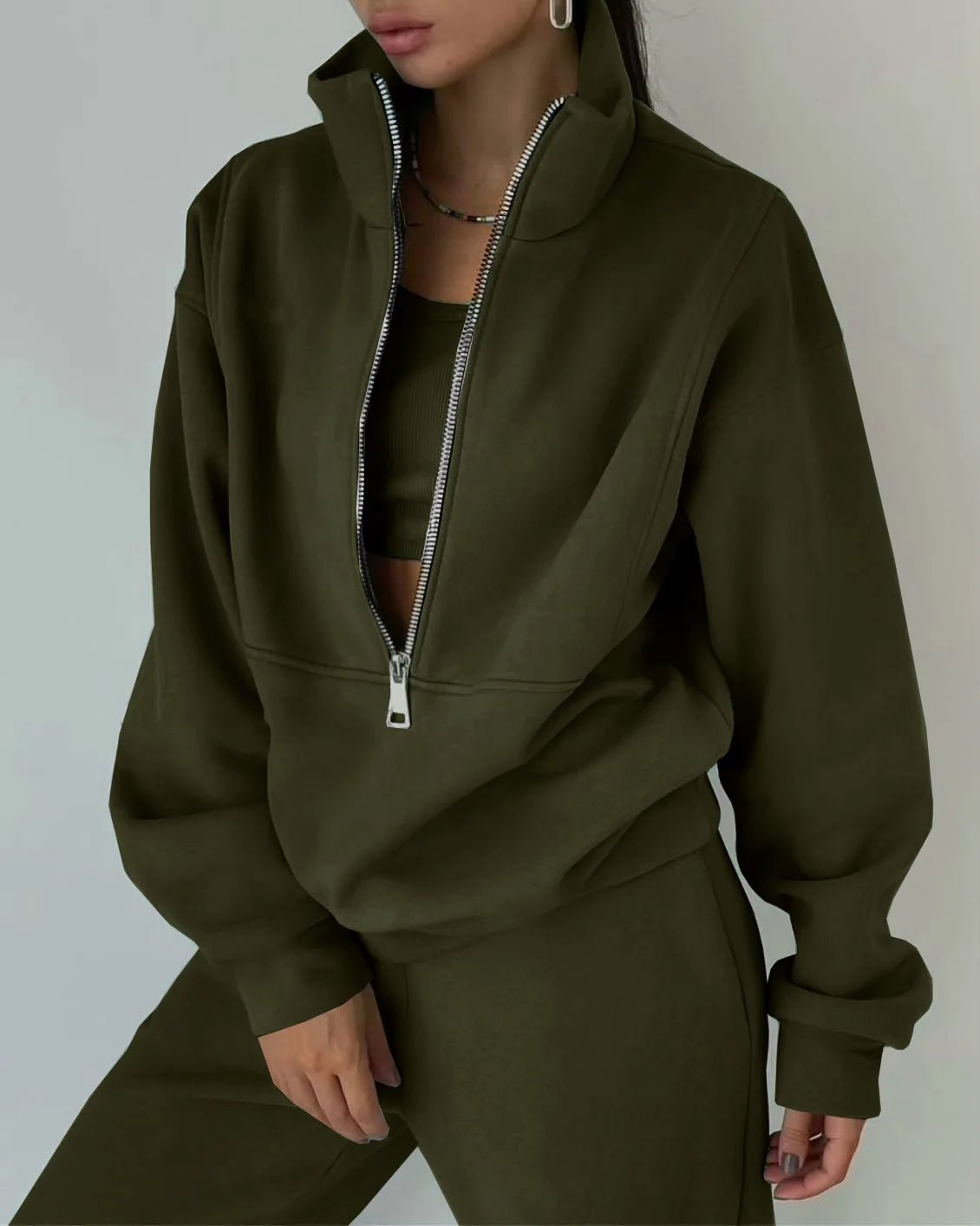 SaneShoppe-Women's Stylish Tracksuit Set for Autumn & Winter - Fashionable, Warm Two-piece Sports Outfit