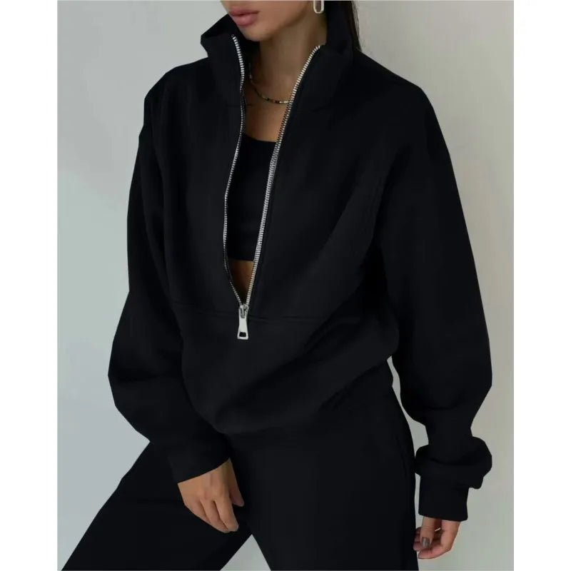 SaneShoppe-Women's Stylish Tracksuit Set for Autumn & Winter - Fashionable, Warm Two-piece Sports Outfit