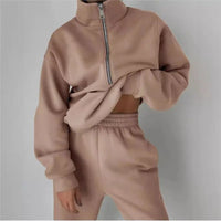 SaneShoppe-Women's Stylish Tracksuit Set for Autumn & Winter - Fashionable, Warm Two-piece Sports Outfit