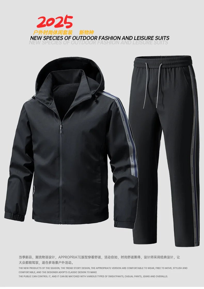 SaneShoppe-Men's Hoodie Tracksuit Set for Casual Running Fitness Windproof Sports