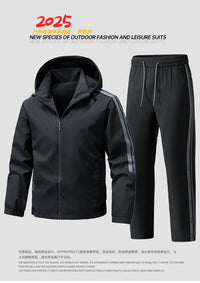 SaneShoppe-Men's Hoodie Tracksuit Set for Casual Running Fitness Windproof Sports
