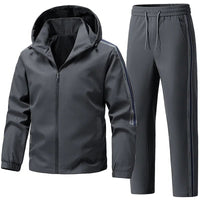 SaneShoppe-Men's Hoodie Tracksuit Set for Casual Running Fitness Windproof Sports