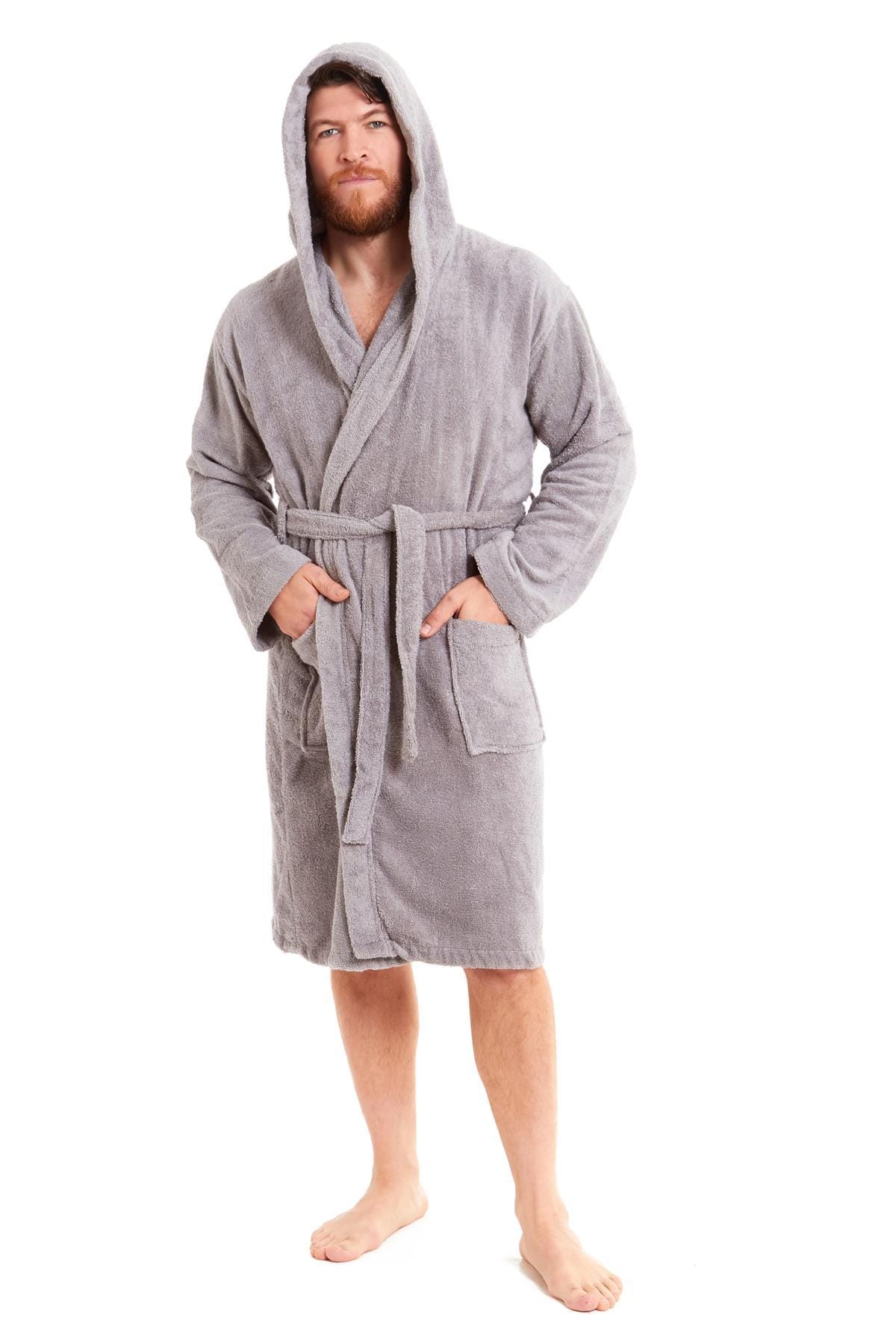 SaneShoppe - Unisex Bamboo Hooded Dressing Gown Super Soft Towelling Bath Robe for Men & Women by Sock Stack